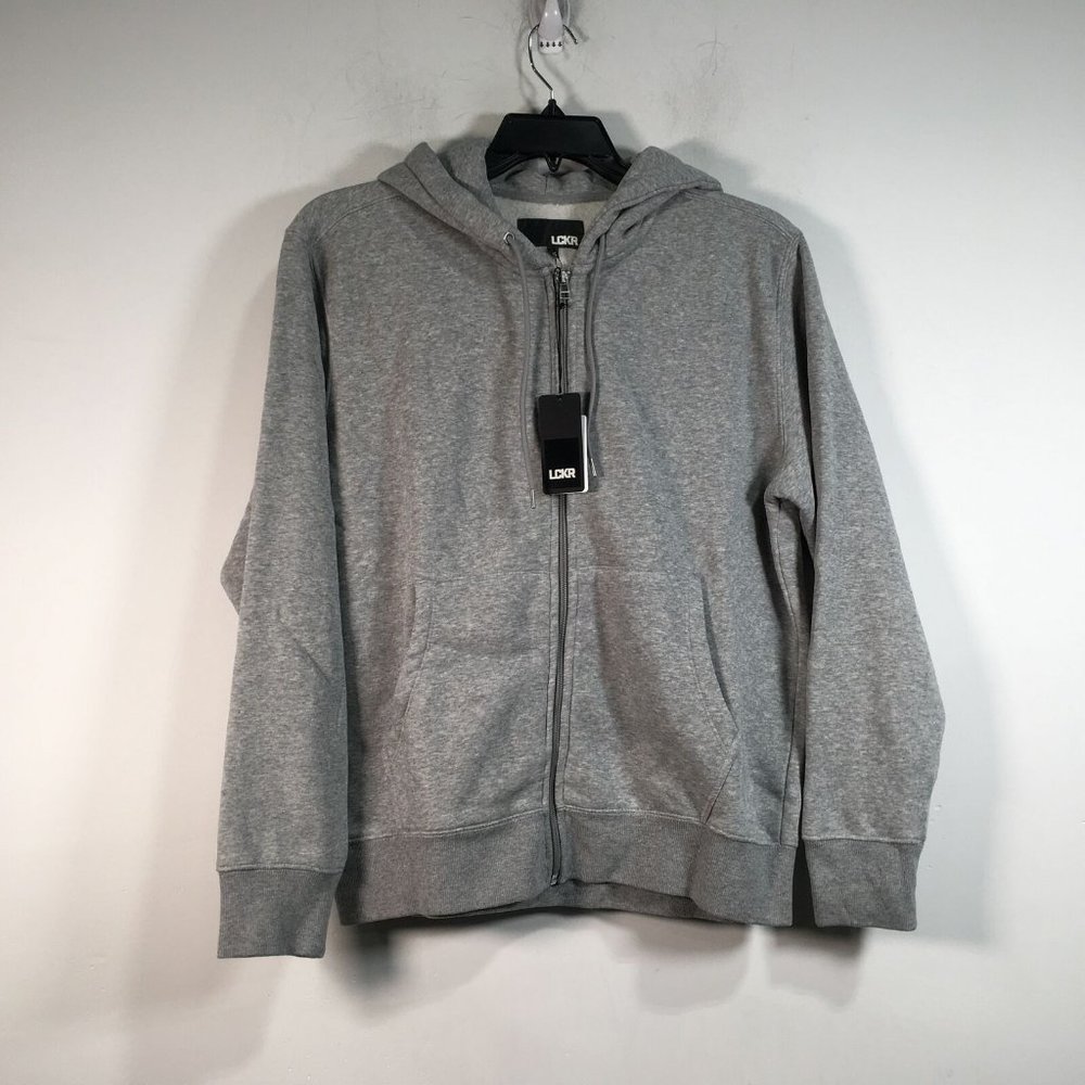 LCKR Long Sleeve Full Zip Hooded Jacket, Men's Size M - Grey